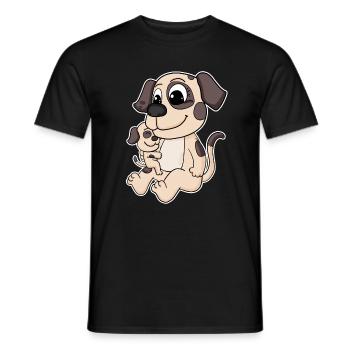 Dog Family - Dog with Baby - Dog with Child - Men's T-Shirt - black - Front - AI Model Male 178 light (178cm)