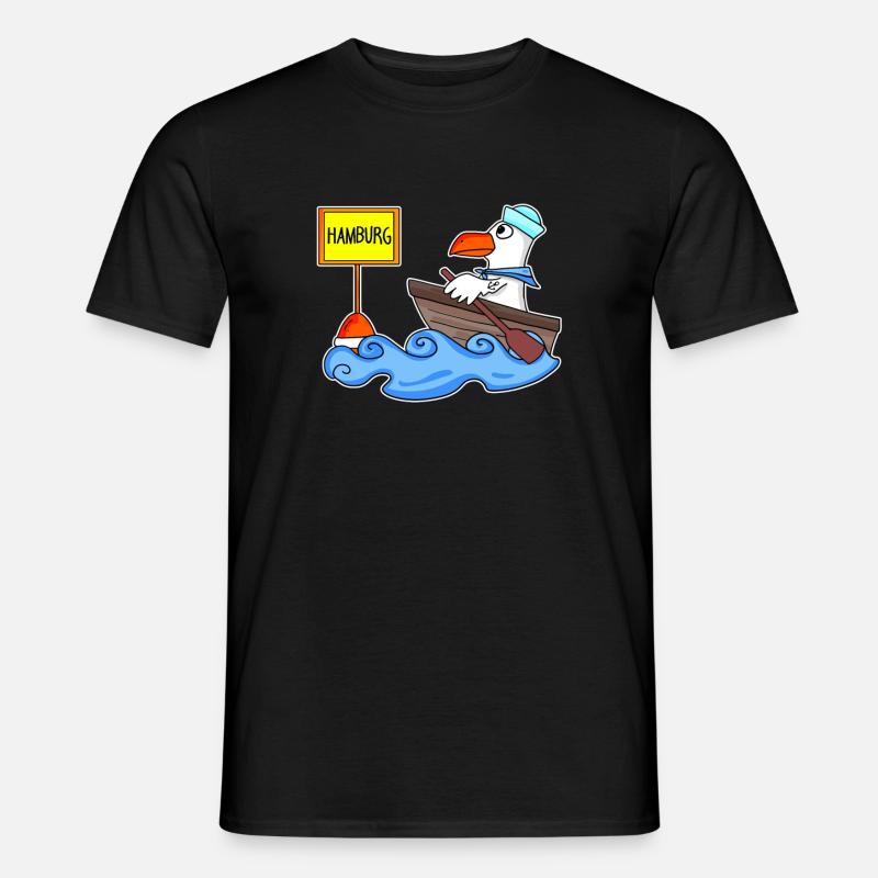 Hamburg Möwe Boot - Männer T-Shirt - Schwarz