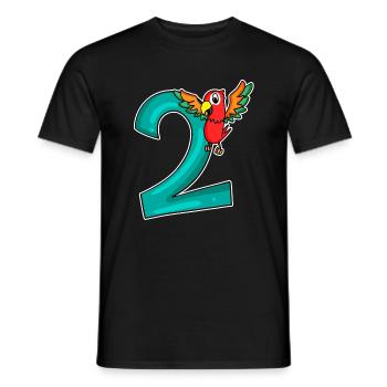 2e anniversaire - 2 ans - Motif perroquet - T-shirt homme - noir - Devant - AI Model Male 178 light (178cm)