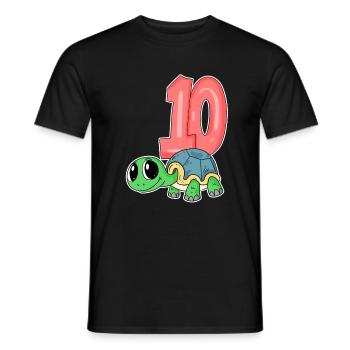 10 Jahre alt - 10. Geburtstag - Schildkröte Motiv - Männer T-Shirt - Schwarz - Vorne - AI Model Male 178 light (178cm)