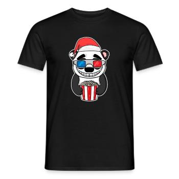 Weihnachten Panda Bär Popcorn Kino - Männer T-Shirt - Schwarz - Vorne - AI Model Male 178 light (178cm)