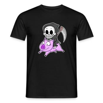 Grim Reaper and Pig - Men's T-Shirt - black - Front - AI Model Male 178 light (178cm)