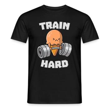 Train hard motivation - Men's T-Shirt - black - Front - AI Model Male 178 light (178cm)