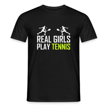 De vraies filles jouent au tennis - T-shirt homme - noir - Devant - AI Model Male 178 light (178cm)