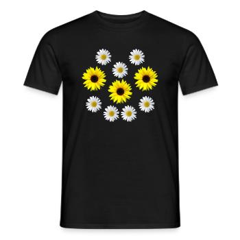 Tournesol et marguerites fleur, fleur, fleur - T-shirt homme - noir - Devant - AI Model Male 178 light (178cm)