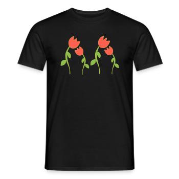 Flower symbol blossom plant four red roses - Men's T-Shirt - black - Front - AI Model Male 178 light (178cm)