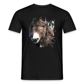 The donkey with the shaggy coat - Men's T-Shirt - black - Front - AI Model Male 178 light (178cm)