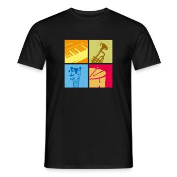 Popart Musiker Instrumente Geschenkidee - Männer T-Shirt - Schwarz - Vorne - AI Model Male 178 light (178cm)