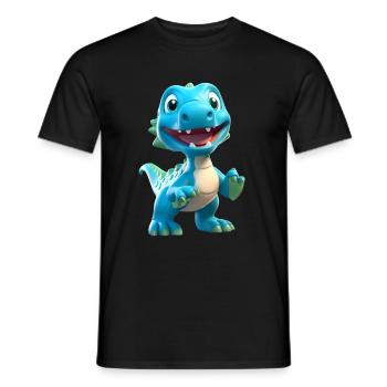 3D-Cartoon-Dinosaurier - Männer T-Shirt - Schwarz - Vorne - AI Model Male 178 light (178cm)