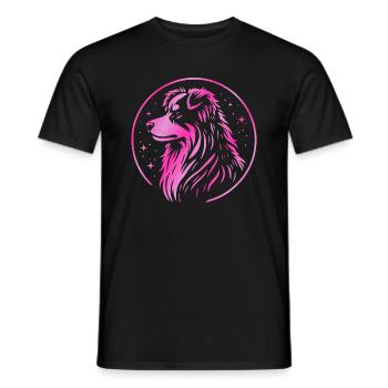 Chien de rêve Aussie rose - T-shirt homme - noir - Devant - AI Model Male 178 light (178cm)