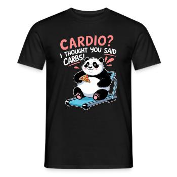 Lustiger Panda - Cardio oder Carbs? - Männer T-Shirt - Schwarz - Vorne - AI Model Male 178 light (178cm)