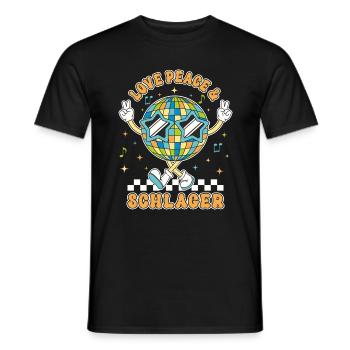 Love Peace Schlager Mann Frau Schlager Party Team - Männer T-Shirt - Schwarz - Vorne - AI Model Male 178 light (178cm)