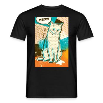 Chat MEOW, pop art, collage - T-shirt homme - noir - Devant - AI Model Male 178 light (178cm)