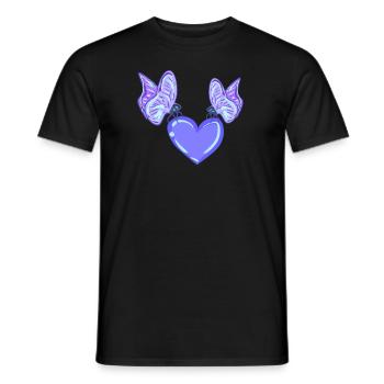 butterflies heart love purple - Men's T-Shirt - black - Front - AI Model Male 178 light (178cm)