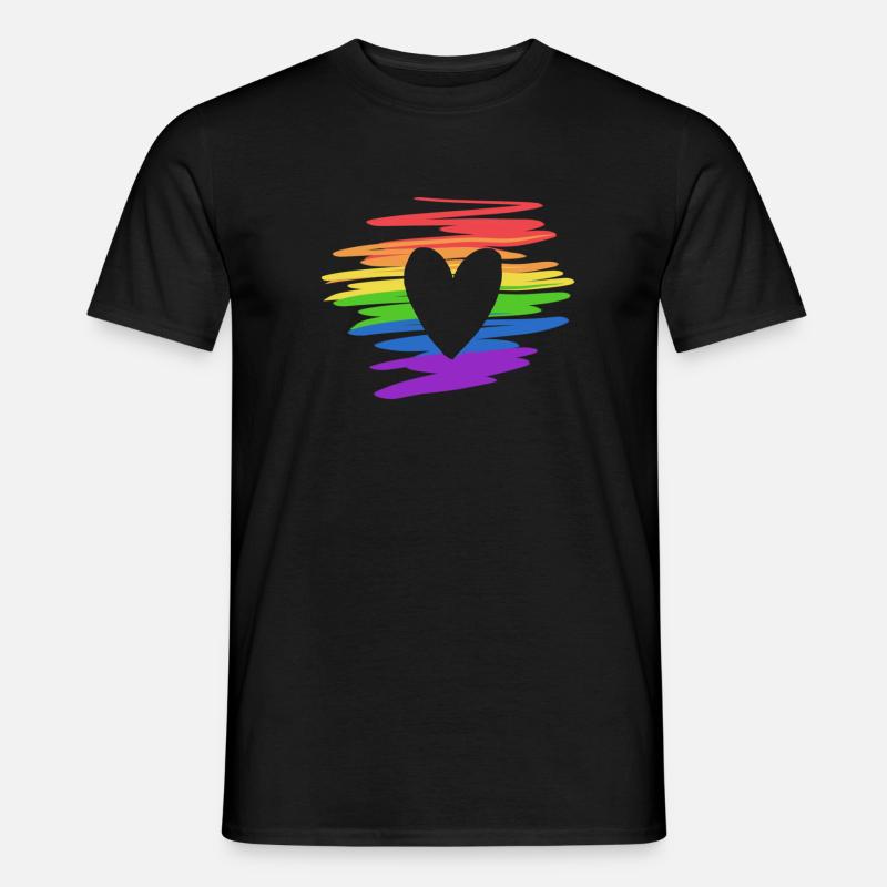 lgbt farben regenbogen flagge herz liebe - Männer T-Shirt - Schwarz