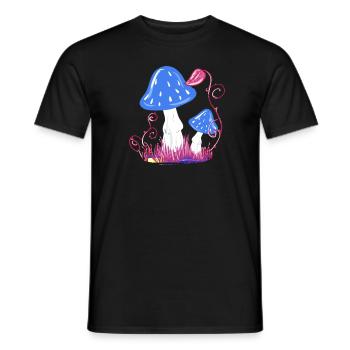 blue mushroom leaves grass natural plant abstract - Men's T-Shirt - black - Front - AI Model Male 178 light (178cm)