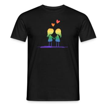 Les amoureux aiment les cœurs LGBT Lesbiennes - T-shirt homme - noir - Devant - AI Model Male 178 light (178cm)
