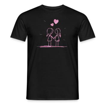 lesbiennes amants lesbiennes rose paillettes - T-shirt homme - noir - Devant - AI Model Male 178 light (178cm)