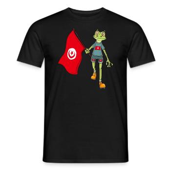 Tunisia Fan Frog - Men's T-Shirt - black - Front - AI Model Male 178 light (178cm)