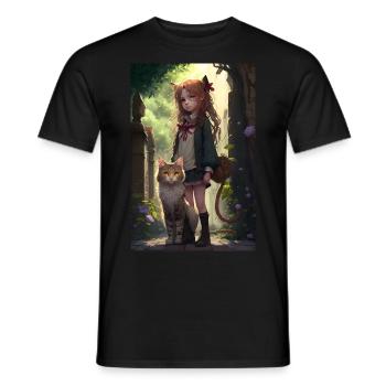 Anime Katze Mädchen Frau Geschenk - Männer T-Shirt - Schwarz - Vorne - AI Model Male 178 light (178cm)