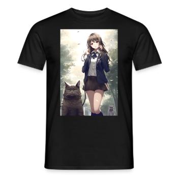 Anime Katze Frau Uniform Geschenk - Männer T-Shirt - Schwarz - Vorne - AI Model Male 178 light (178cm)
