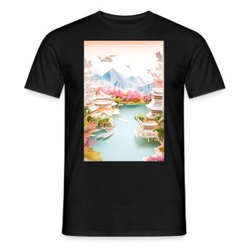 Paysage japonais Cadeau de montagne japonais - T-shirt homme - noir - Devant - AI Model Male 178 light (178cm)