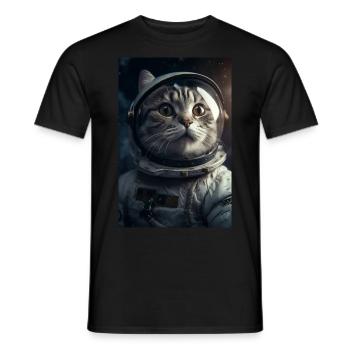 Cat Astronaut Gift - Men's T-Shirt - black - Front - AI Model Male 178 light (178cm)
