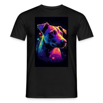 Jack Russell Terrier Synthwave Geschenk - Männer T-Shirt - Schwarz - Vorne - AI Model Male 178 light (178cm)
