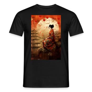 Japanese Temple Geisha Japan Gift - Men's T-Shirt - black - Front - AI Model Male 178 light (178cm)