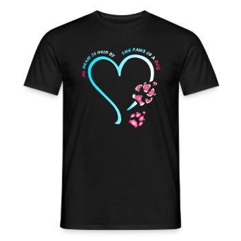 My heart is held by the paws of a dog - Men's T-Shirt - black - Front - AI Model Male 178 light (178cm)