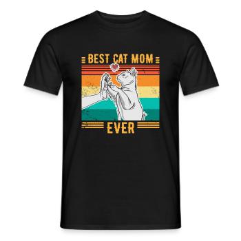 BEST CAT MOM EVER Vintage RETRO - Men's T-Shirt - black - Front - AI Model Male 178 light (178cm)