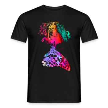 Bunter Schmetterling Blumenblüte - Männer T-Shirt - Schwarz - Vorne - AI Model Male 178 light (178cm)