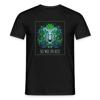 Fantasy Wolf für Kinder mit Spruch SEI WIE DU BIST - Männer T-Shirt - Schwarz - Vorne - AI Model Male 178 light (178cm)