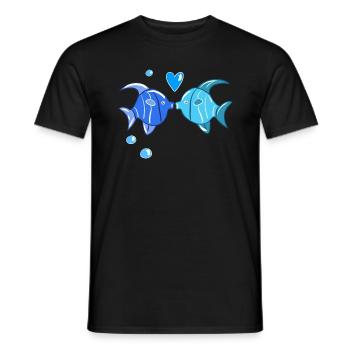 amour couple coeur symbole animaux poisson bleu - T-shirt homme - noir - Devant - AI Model Male 178 light (178cm)