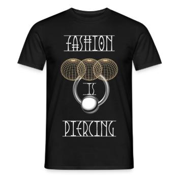 Mode ist Piercing - Männer T-Shirt - Schwarz - Vorne - AI Model Male 178 light (178cm)