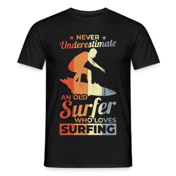 Unterschätze Sie nie einen alten Surfer - Männer T-Shirt - Schwarz - Vorne - AI Model Male 178 light (178cm)