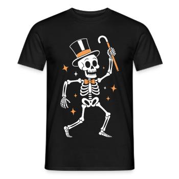 Élégant percussionniste squelette en chapeau haut de forme - T-shirt homme - noir - Devant - AI Model Male 178 light (178cm)