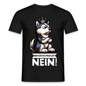 Avant que vous ne demandiez aux propriétaires de Huskies Huskies - T-shirt homme - noir - Devant - AI Model Male 178 light (178cm)