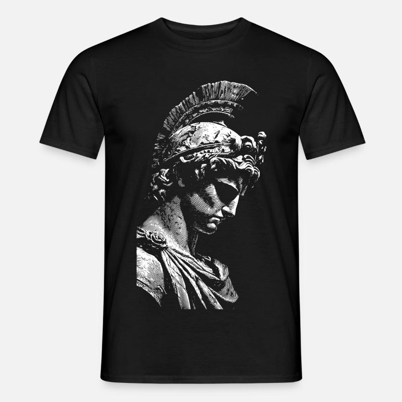 Antike Heldenstatue Kontrastdruck - Männer T-Shirt - Schwarz
