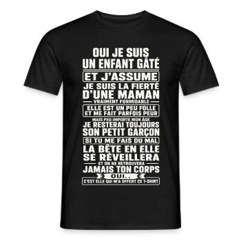 Fils Cadeau humour personnalisé - T-shirt homme - noir - Devant - AI Model Male 178 light (178cm)