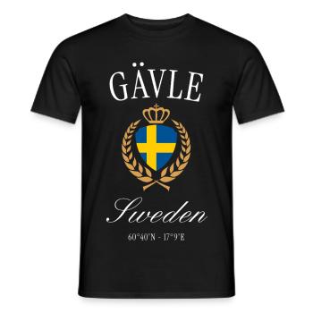 Gävle Schweden Wappen Krone – Reise Souvenir - Männer T-Shirt - Schwarz - Vorne - AI Model Male 178 light (178cm)