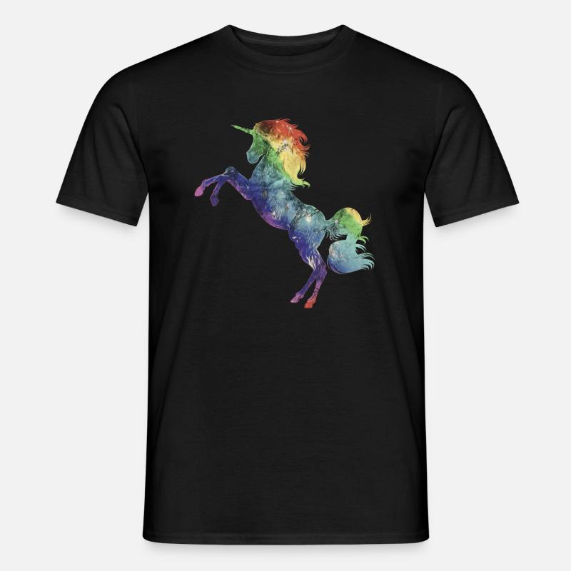 Einhorn Regenbogen - Männer T-Shirt - Schwarz