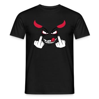 diable satan cornes de démon enfer montrent des ga - T-shirt homme - noir - Devant - AI Model Male 178 light (178cm)