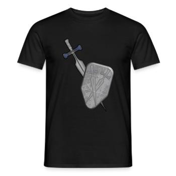 sword and shield - Men's T-Shirt - black - Front - AI Model Male 178 light (178cm)