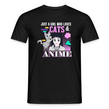 Nur Ein Mädchen Das Katzen Und Anime Liebt - Männer T-Shirt - Schwarz - Vorne - AI Model Male 178 light (178cm)