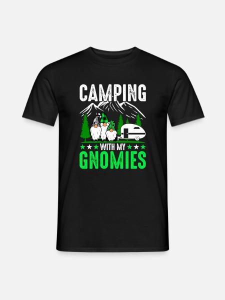 Camping Mit Meinen Gnomien - Camper Gnome - Männer T-Shirt - Schwarz