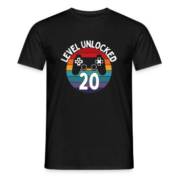 LEVEL 20 UNLOCK BIRTHDAY GAMING - Men's T-Shirt - black - Front - AI Model Male 178 light (178cm)