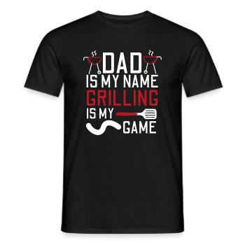 PAPA IST MEIN NAME GRILLEN IST MEIN SPIEL GRILL - Männer T-Shirt - Schwarz - Vorne - AI Model Male 178 light (178cm)