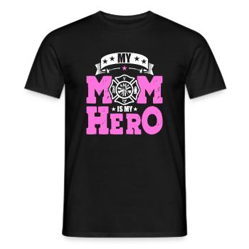 Ma mère est mon héros - Pompier - T-shirt homme - noir - Devant - AI Model Male 178 light (178cm)