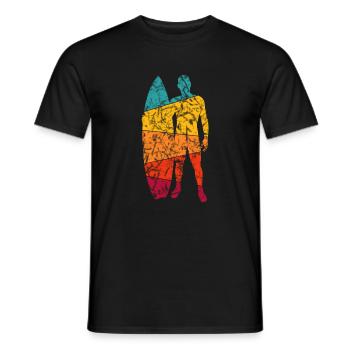 Retro Surfdesign - Surfer - Men's T-Shirt - black - Front - AI Model Male 178 light (178cm)